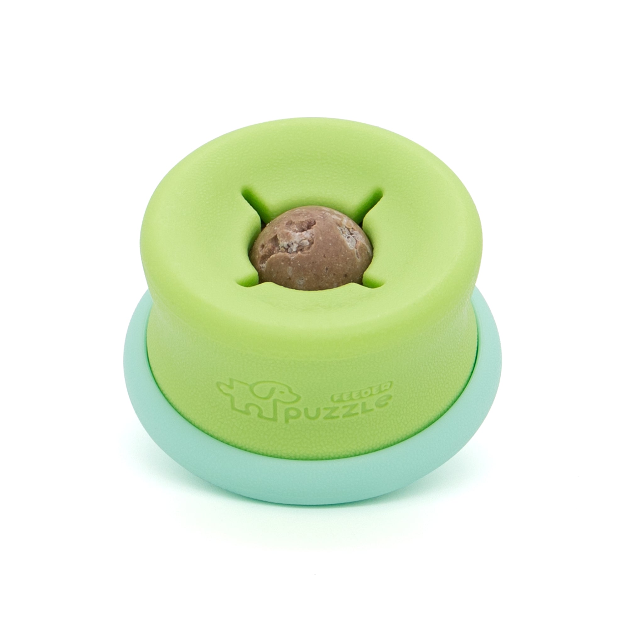 The PuzzleFeeder™ Puzzle Lickpop Blue is an interactive rubber dog toy that dispenses treats and offers slow-feeding, freezable enrichment for engaging play. Designed to keep dogs busy, it’s available in blue and by the brand “Slower than a slow feeder.”.