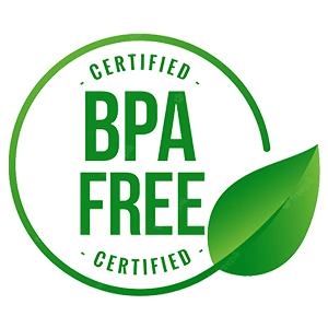 Certified BPA Free stamp featuring a green leaf symbol within the circular design, ideal for slow-down feeders.