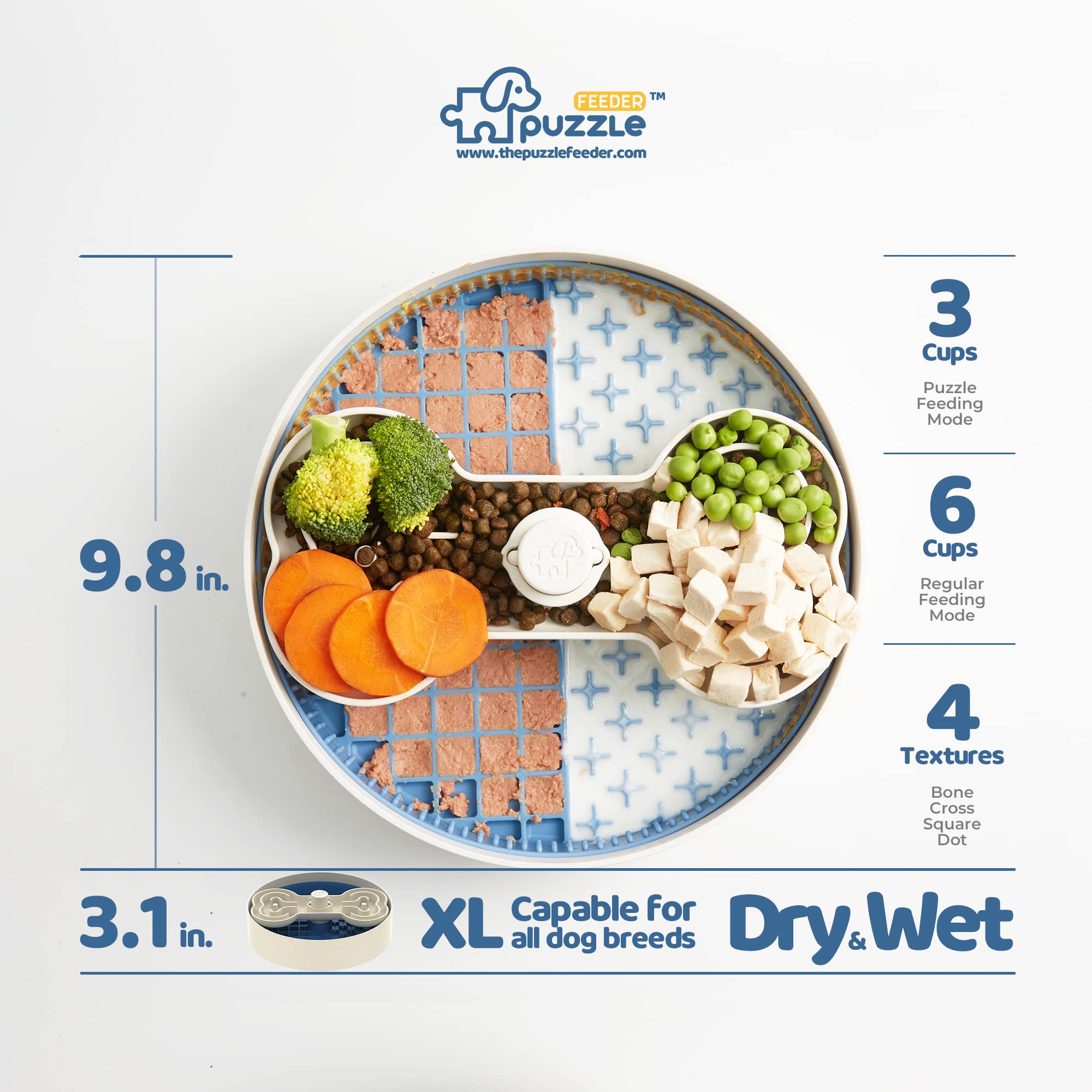 Puzzle Lick Bowl / An Universal Dog Feeding Solution (Lake-Blue)