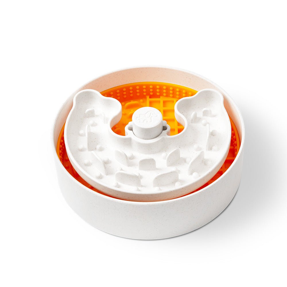 Puzzle Lick Bowl Lite / Gamelle pour chien pour entraînement au léchage pour races S/M (Orange) 